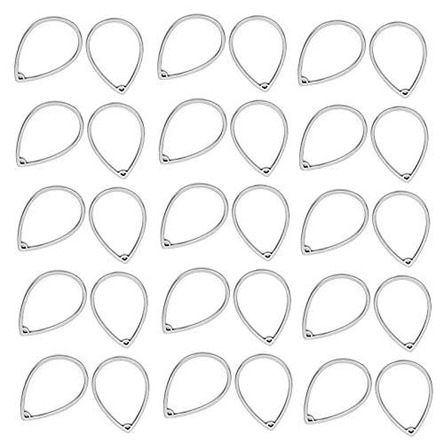 Tissting 30 Pièces Anneaux de Liaison en Acier Inoxydable Charmes Boucle d'oreille Géométrique Bijoux Connecteurs Larme Pendentif Cadre pour Colliers Bracelets Cover