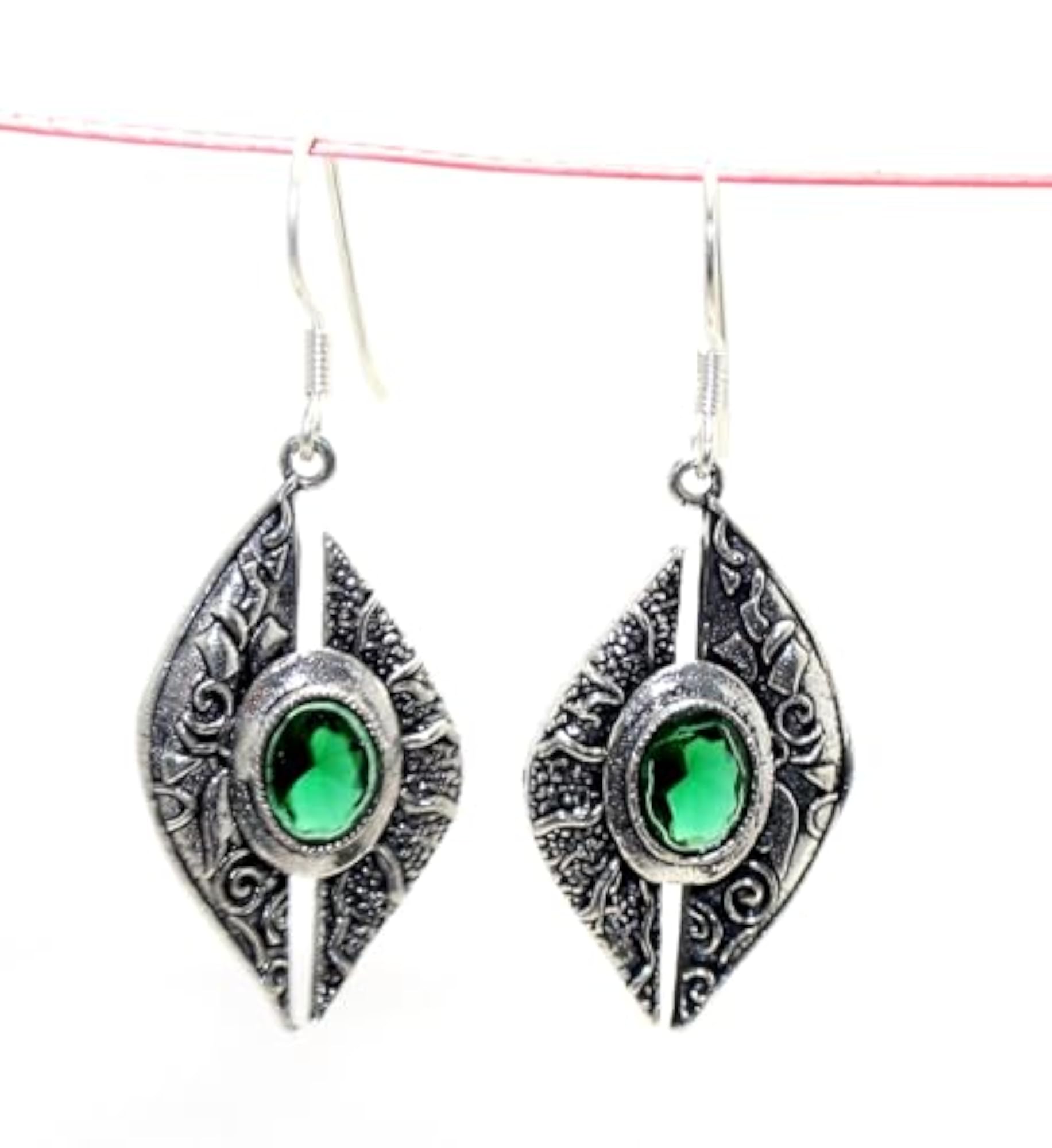 Women's Handmade 925 Sterling Silver Cubic Zirconia Dangle Earrings