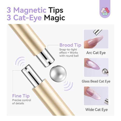 Image of SAVILAND 5X Strong Cat Eye Magnet For Nails: Double Headed Portable Magnet for Cat Eye Gel Polish with Magnetic Beads for Multi Velvet Nails Drop Resistant Salon Level Home DIY