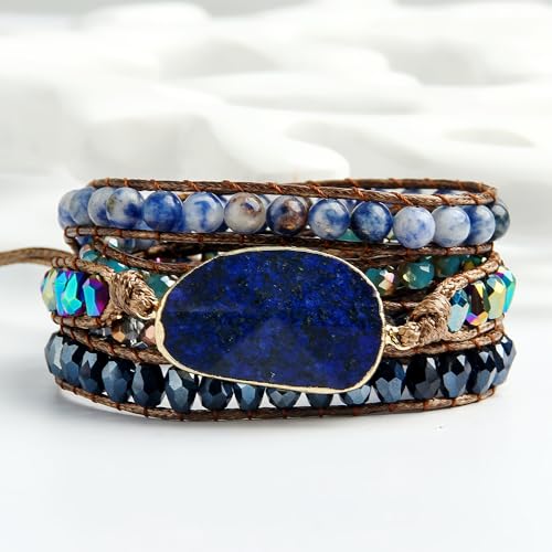 Image of Boho Stone Wrap Bracelet for Women,Turquoise Beaded Bracelet Jewelry Gift