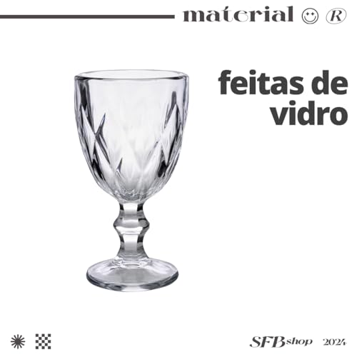 Jogo 6 Taças Vidro 340ml Diamond Transparente