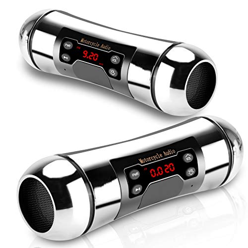 KSPEAKER Motorcycle Speakers Bluetooth Waterproof Radio Handlebar Metal Audio System Mp3 Player with AUX in, USB, TF Card, FM Radio,S1CH