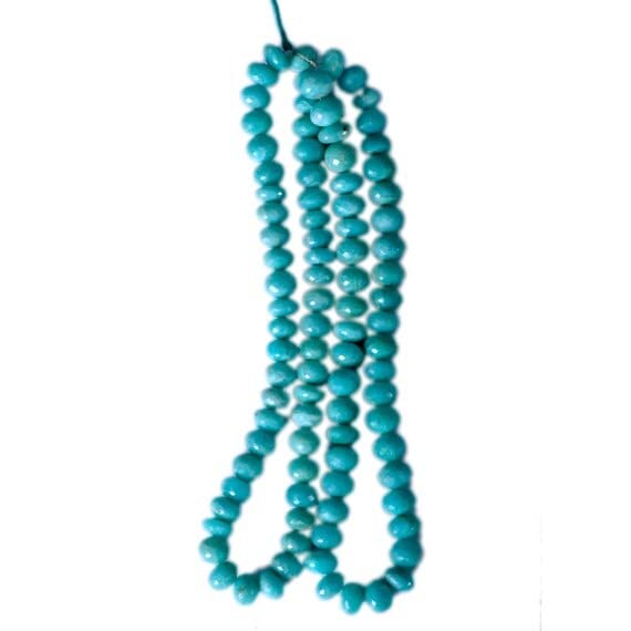 Perles en amazonite facettées de 6-8 mm pour création de bijoux en fil de 40 cm