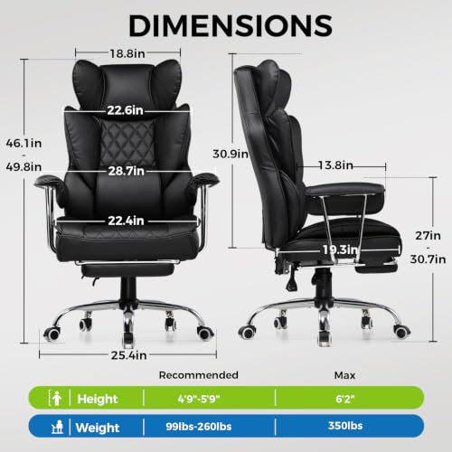 Image of GTPLAYER Gaming Chair,Office Chair with Pocket Spring Lumbar Support, Ergonomic Comfortable Wide Office Desk Computer Chair with Outward Fixed Soft Armrests and Footrest (PU Leather, Black)