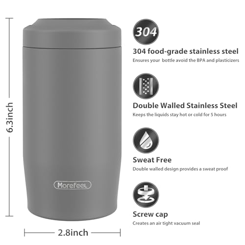 Image of Morefeel 4-in-1 Insulated Can Cooler for 12 oz Cans & Bottles | 304 Stainless Steel Can Holder Fits 12 Oz Slim Cans, Standard Cans, Beer Bottles & Works as A Open Cup; Dishwasher Safe
