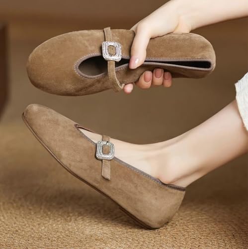 Mary Jane Shoes Women Comfortable Suede Flats Round Toe Flat Shoes Casual Ballet Flats Dressy Slip On Work Loafers 20253