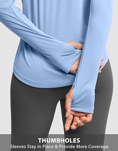 Image of Soothfeel Lightweight Long Sleeve Workout Tops for Women Gym Running Shirts