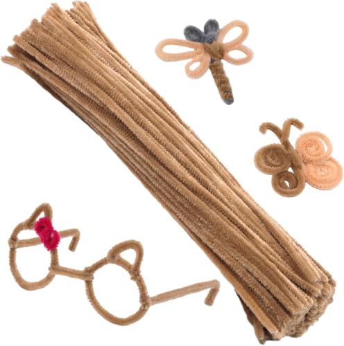 Image of Light Brown Pipe Cleaners Chenille Stem, 100 Pieces, Arts and Crafts Supplies for Creative Home Decoration Projects