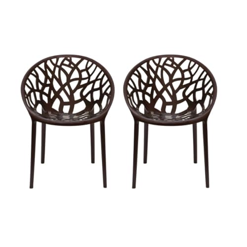 Image of activa Crystal Plastic Arm Chair | Stackable Indoor Outdoor Chair for Home, Balcony, Patio & Garden | Comfortable Designer Armrest Chair | Durable Plastic Seating Furniture (Brown, Set of 2)