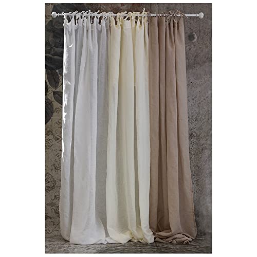 L'ATELIER 17 Tenda Camera da Letto o Cucina Tinta Unita in Misto Lino e Cotone, Collezione Soleil Shabby Chic 140x290 cm 3 Varianti Tortora