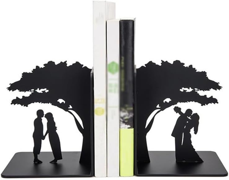 Bookend Support Book Ends, Metal Bookend Decorative Heavy for Shelves, Home Bookends Bookends