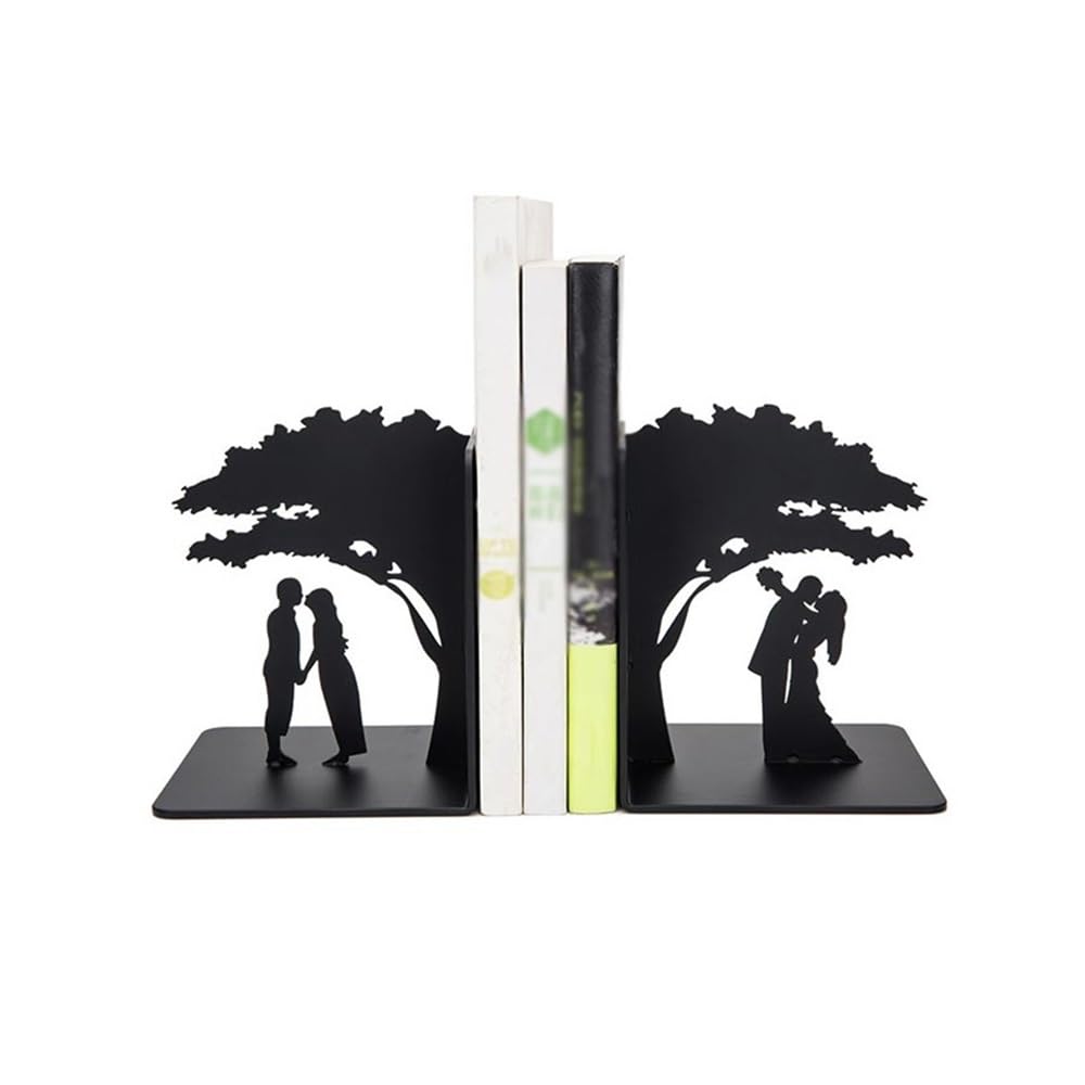 Book Organizer Book Ends, Metal Bookend Decorative Heavy for Shelves, Home Bookends Bookshelf Accessories