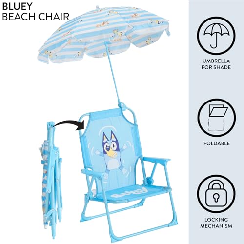 Idea Nuova Bluey Kids Outdoor Folding Beach Chair with Umbrella,Portable Camp Chair for Ages 3+, Lightweight & Compact for Beach, Camping, and Backyard by Idea Nuova - Image 3