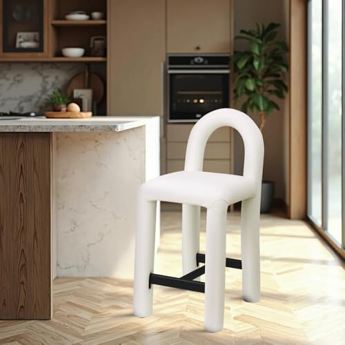Meridian Furniture 11064Cream-C Amari Colección Moderno | Butaco Contemporáneo con Suave Cuero Vegano Crema, Estructura Interna de Hierro, Respaldo Redondeado, Butaco para Barra, 18.5" Ancho x 22" Profundidad x 37.5" Alto, Crema miniatura 2