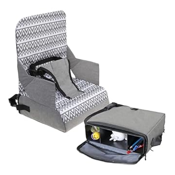 Dreambaby Grab ‘N Go Kids Booster Seat – Portable Travel Toddler High Chair for Dining (6M-3Y) with Storage & Shoulder Strap – Lightweight and Compact
