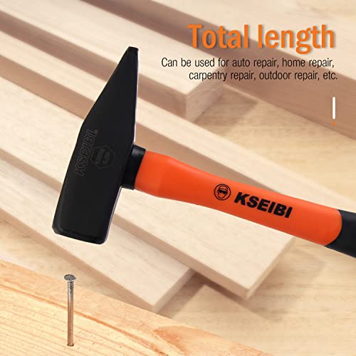 Image of KSEIBI 271450 Machinist Engineers Hammer, Forged Steel Cross Peen Sheet Metal Hammer, Blacksmith Forging Tools (Anti-Slip Handle, 2.20 lb / 1000 grams)