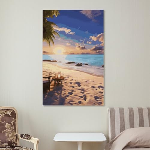 Toile de plage romantique d'exception pour décoration murale moderne