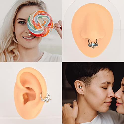 Stuppendux 2Pcs 16G 1.2Mm Stainless Steel Angel And Demon Piercing Septum Rings Pierced Nose Ear Cartilage Ring Couple Style Diameter 8Mm #TOP2