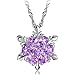 Girls Elsa Frozen Crystal Snowflake Necklace Purple Pendant for Gift