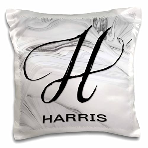 3dRose BrooklynMeme White Marble Monogram H-Harris (pc-305444-1) Pillow Case