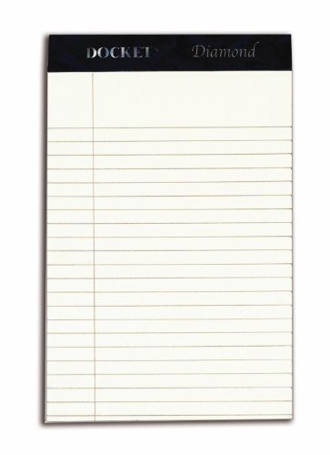 TOPS Docket Diamond 100% Recycled Premium Stationery Tablet, 5 x 8 Inches, Perforated, Ivory, Narrow Rule, 50 Sheets per Pad, 4 Pads per Pack (63982)