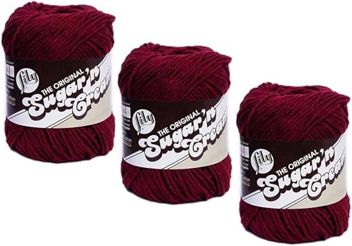 Bulk Buy: Lily Sugar 'n Cream Solids 100% Cotton Yarn (3-Pack) (Wine #0015)