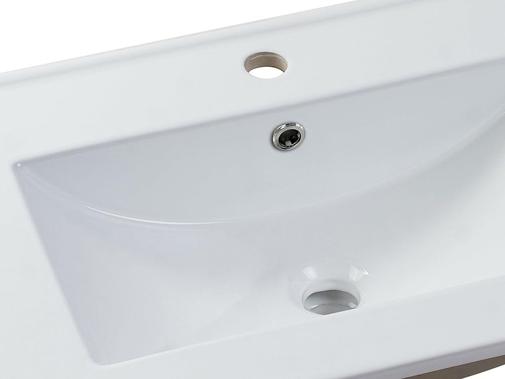 Vente-unique - Lavabo empotrado Motiac - L 101cm x A 46.5cm x H 17cm - cerámica - blanco