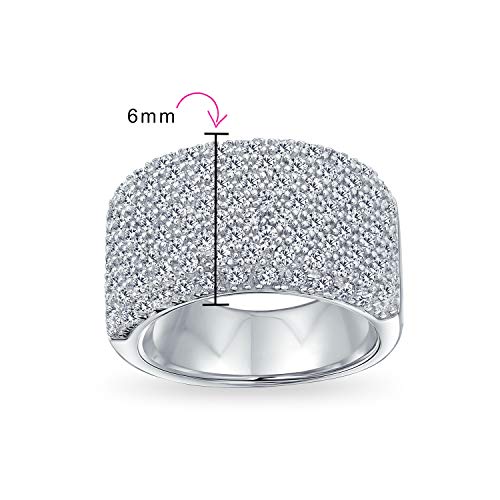 Anillo de aniversario de plata con pavé de media eternidad 4