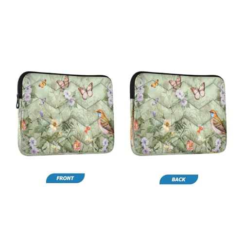Funda para portátil verde con diseño floral de 13-14 pulgadas miniatura 2