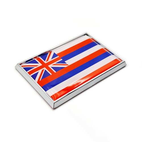 Image of Hawaii Flag Sticker Emblem Decal Car Chrome Flags, 2 Pack, 3 x 2 inches