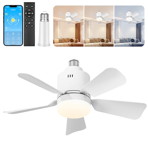 TEKXDD Ventilador de Techo con Luz - Ventilador Silencioso Remoto/APP control, Temporizador, Regulable (3000K-4500K-6500K), Ventiladores de Techo con Luz Apto para Salón, Dormitorio