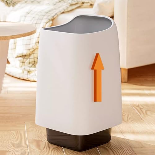 Caneca de basura y reciclaje moderna de plástico blanca 10 L miniatura 5