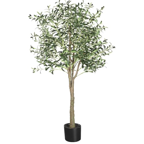 YOLEO 6FT Tall Artificial Olive Tree Faux Silk Plant for Home Office Indoor Decor Fake Olive Tree with Lifelike Olive Leaves