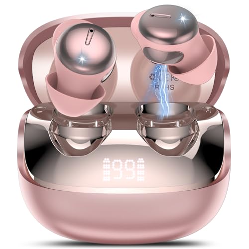 Sleep Earbuds Bluetooth 5.4 in Ear Light-Weight Headphones with Sleep Mode and White Noise, Mini Sleep Ear Buds for Side Sleepers, Clear Calls, 48H Sleep Earphones for Relaxing/Focus, Rose Gold