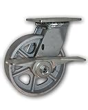 6" x 2" Swivel Steel Caster with Semi-Steel Albion Wheel & Side Brake 1250#