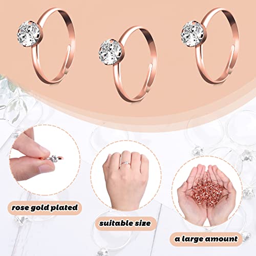 Image of Whaline 36 Packs Diamond Engagement Rings Bridal Shower Rings for Wedding Table Decorations, Party Supply, Favor Accents, Cupcake Toppers