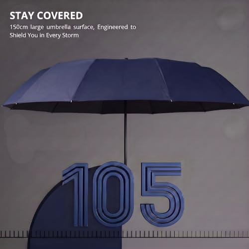Image of STAR WORK Small Wooden Handle Compact UV Protection Umbrella, Automatic Open Hook Handle Stick Golf Umbrellas for Rain, Sun & Wind Protection.