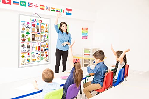 Image of GO WOO Combo of 2 Alphabet and Shapes Educational Posters for Preschool Kids Classroom Study | Learning- Charts for Kids Learning (20 inchX30 inch Inches)