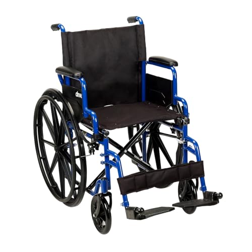 Drive Medical Blue Streak Lightweight Wheelchair, Footrests, 18' Seat