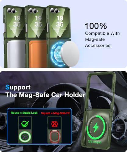 Image of NO.1 Magnetic for Samsung Galaxy Z Flip 7 Case Compatible with MagSafe [Military Grade Drop Tested][Translucent Matte][Anti-Fingerprint] Soft Silicone Bumper for Samsung Flip 7 Case Slim,Green