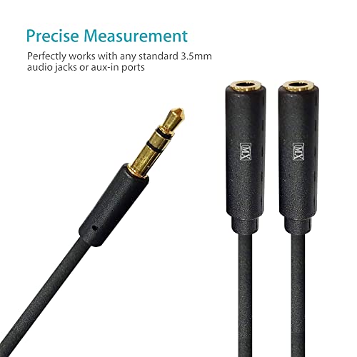 Image of MX RCA Cable AUX to RCA Y Splitter Cable To 2 Rca Stereo Audio Cable For Smartphone PERENT (3.5mm Male to Dual Female, 1.5 METER), Black