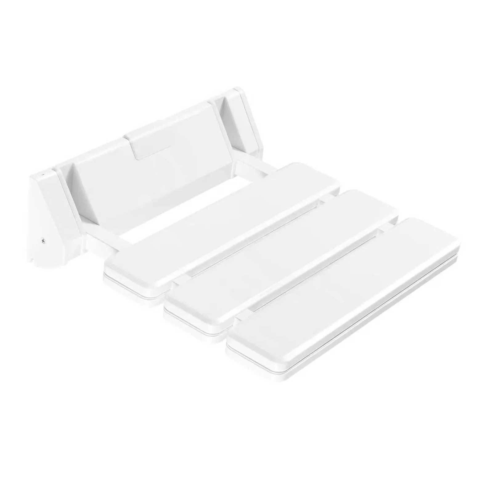 Folding Shower Seat Wall-Mounted Waterproof Bench Shoe Changing Stool White Load 130kg For Bathrooms Porches 32 * 34cm for Shower
