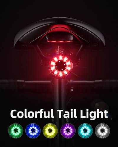 ROCKBROS Luz traseira de bicicleta, luz traseira para bicicleta, 5 modos, recarregável tipo C, leve,