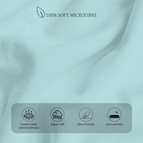 Image of HBHLFZ Full Fitted Sheet Only, Soft Breathable Bottom Sheet - 54 inchx75 inch Deep Pockets Full Size Fitted Sheet - All Around Stretch Fit, Wrinkle Resistant, Colorfast - Easy Care, Light Blue
