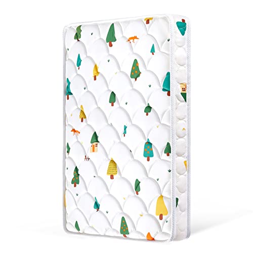 Image of Noiseless 4" Premium Foam Mini Crib Mattress 38"x24" -100% Breathable Soft, Sturdy Edges and Non-Toxic, Quiet and Odorless for Baby, Hypoallergenic Fits Most Portable Mini Crib, Dual Sided