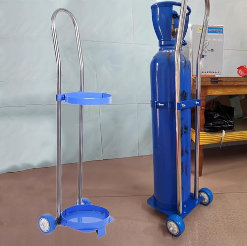 ZIMGOD Oxygen Tank Holder Indoor Oxygen Cylinder Holder Rack w/Wheels, Lightweight Gas Storage Stand Oxygen Tank Cart, Multi Function Gas Cylinder Organizer Shelf(Length 110cm(43 1/4