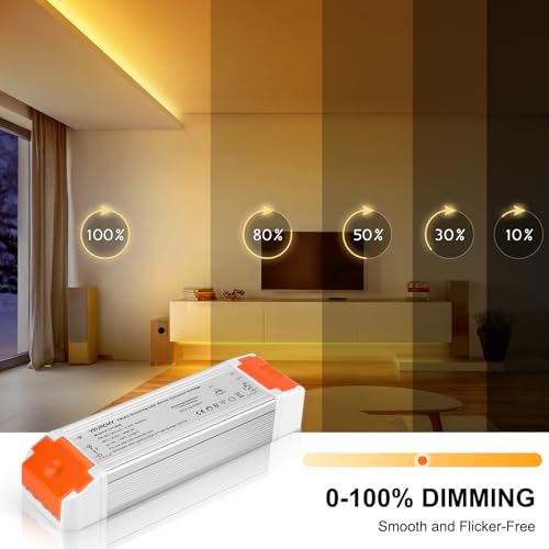 Image of 60W Dimmable LED Driver 12V DC Triac Constant Transformer, 120V AC to 12 Volt DC Lighting Low Voltage Power Supply, LED Light Transformer for Kitchens, Cabinets, Bedrooms 2 Pack