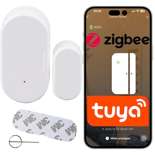 Sone Smart One Zigbee Fensterkontakt Türsensor Smart Home – Mini Tür- & Fenstersensor – Zigbee Türsensor kompatibel mit Tuya Smart Life – CR2032 Batterie – WLAN Benachrichtigung – Alexa fähig
