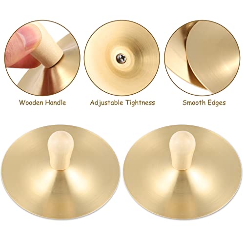 Facmogu 2 Pair 3.5 Inch Finger Cymbals, Belly Dance Finger Cymbal With Wooden Handles For Dancer Party, Generic Hand Cymbals With Wood Knobs For Belly Dance Lover #TOP1