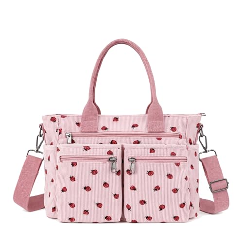 Image of KAMEILONG Womens Casual Corduroy Tote Bags with Multiple Pockets Hobo Crossbody Bag Travel Shoulder Bags Cute Purse Handbag